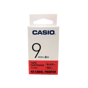 เทปกดตัวอักษร 9mm Casio XR-9RD เทปแดง/อักษรดำ
