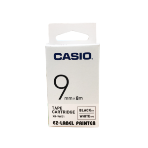 เทปกดตัวอักษร 9mm Casio XR-9WE เทปขาว/อักษรดำ