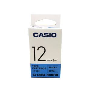 เทปกดตัวอักษร 12mm Casio XR-12BU เทปฟ้า/อักษรดำ