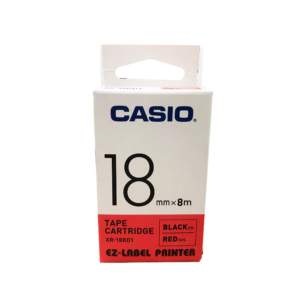 เทปกดตัวอักษร 18mm Casio XR-18RD เทปแดง/อักษรดำ