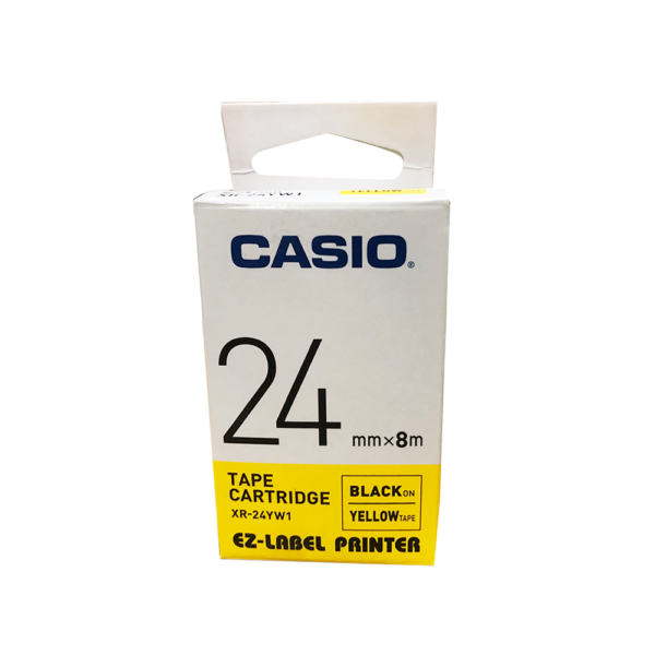 เทปกดตัวอักษร 24mm Casio XR-24YW1 เทปเหลือง/อักษรดำ