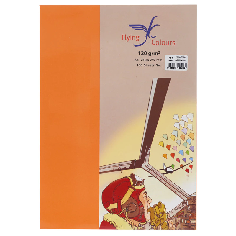 23 ส้มเข้ม กระดาษสีA4 120g Flying 100P No.23 Orange 1