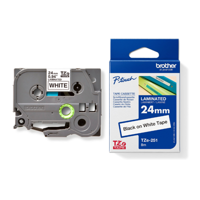 TZE251 เทป BROTHER 24mm TZE-251 เทปขาว/อักษรดำ 1