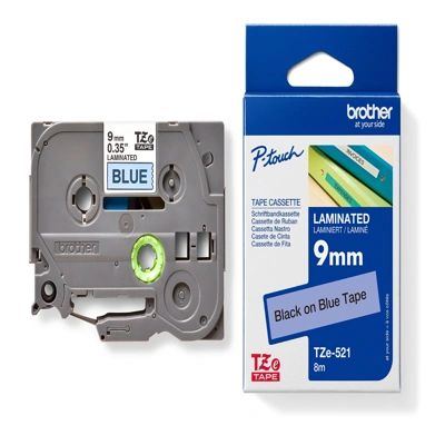 TZE521 เทป BROTHER 9mm TZE-521 เทปน้ำเงิน/อักษรดำ 1