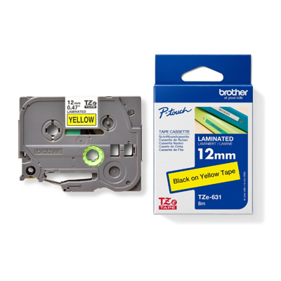TZE631 เทป BROTHER 12mm TZE-631 เทปเหลือง/อักษรดำ 1